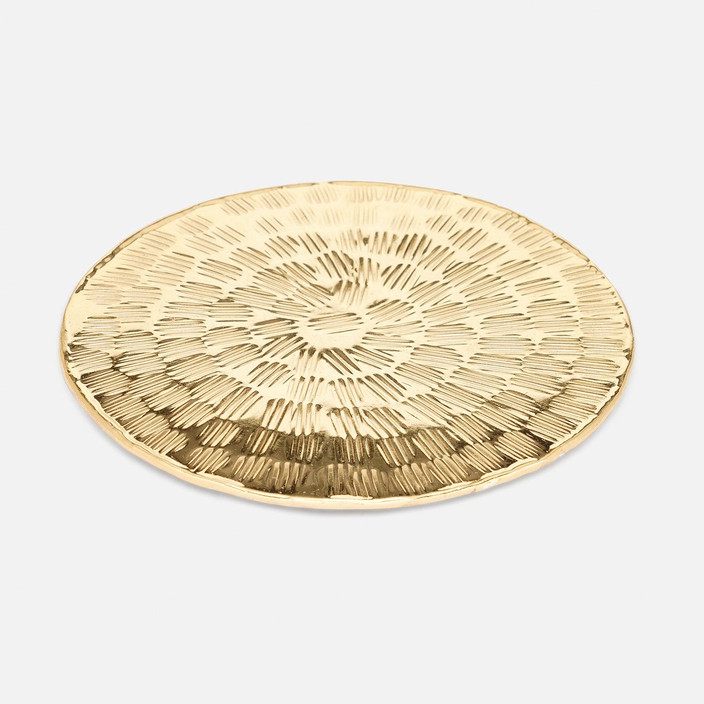 Set of 4 Gold Metal Line Hammered Round Coasters