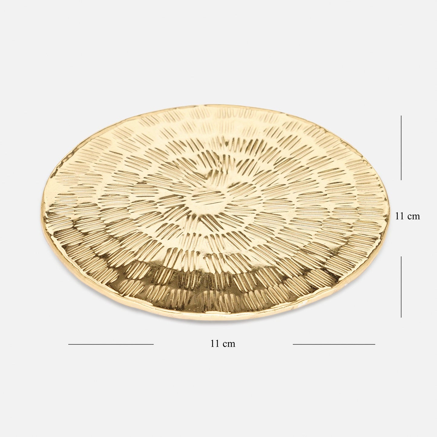 Set of 4 Gold Metal Line Hammered Round Coasters
