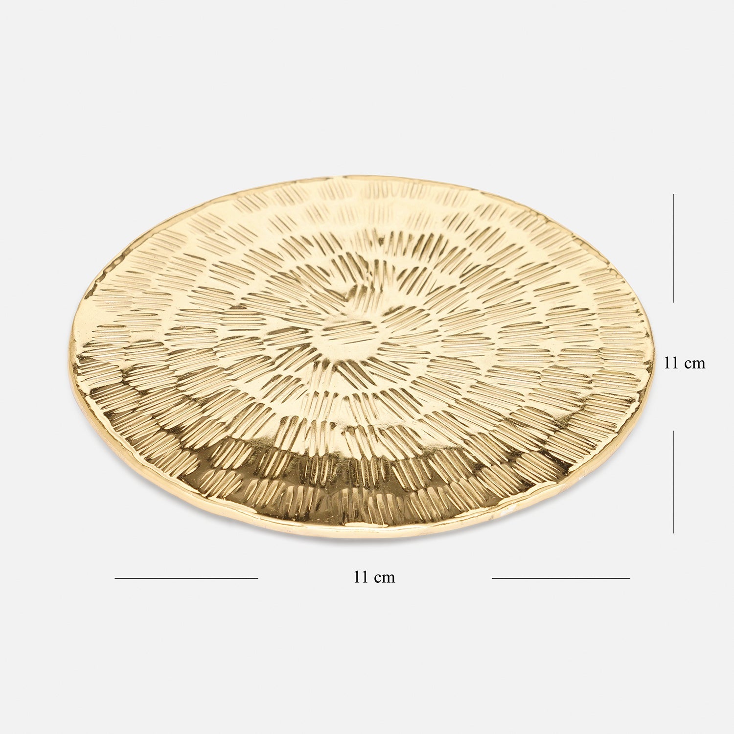 Set of 4 Gold Metal Line Hammered Round Coasters
