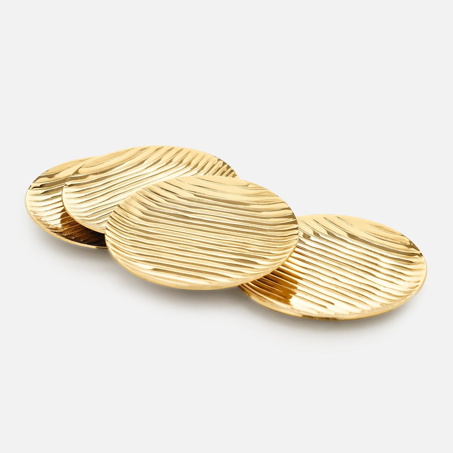 Set of 4 Gold Ribbed Coasters