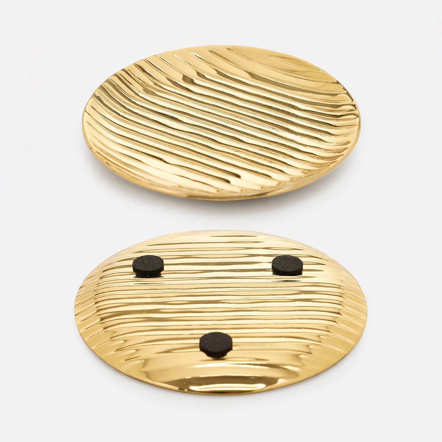 Set of 4 Gold Ribbed Coasters