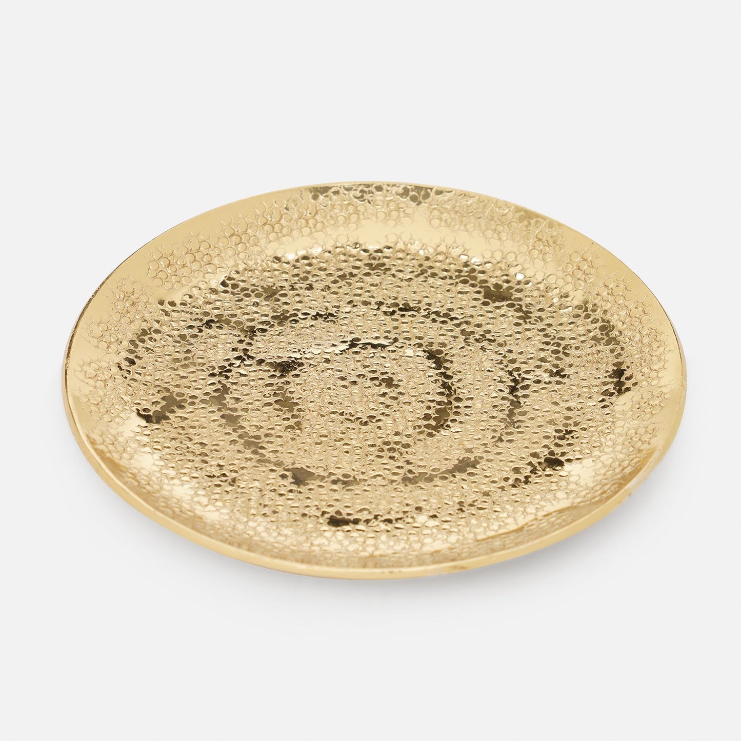 Set of 4 Gold Metal Dot Hammered Round Coasters