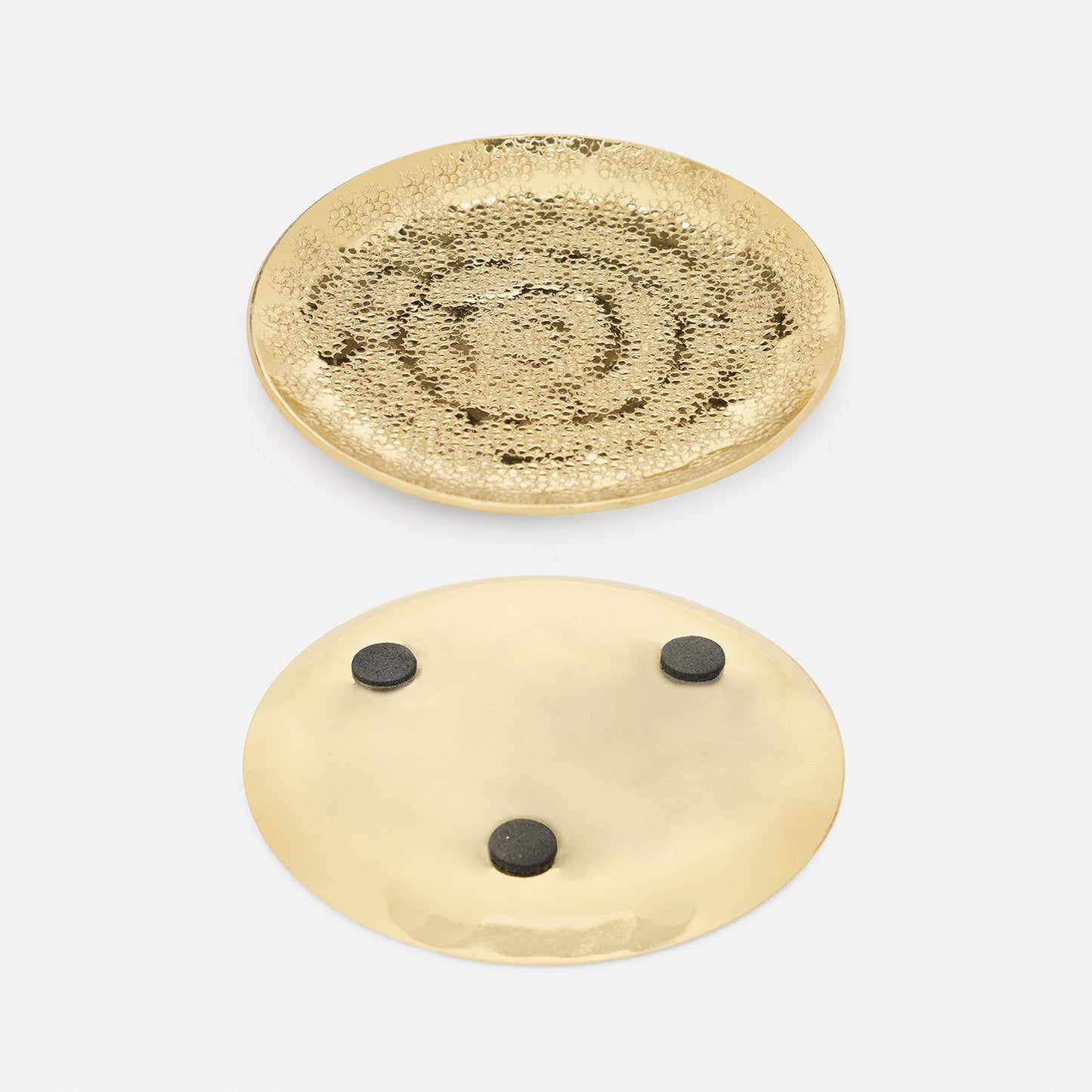 Set of 4 Gold Metal Dot Hammered Round Coasters