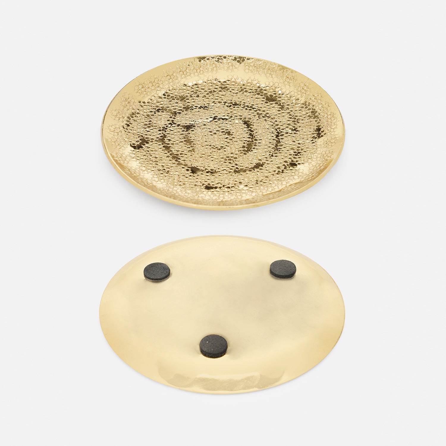 Set of 4 Gold Metal Dot Hammered Round Coasters
