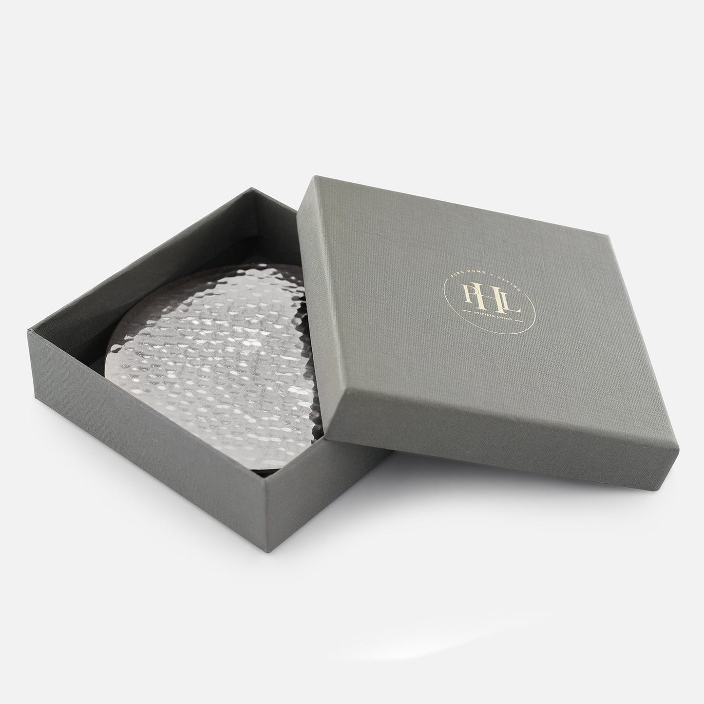 Set of 4 Silver Metal Dot Hammered Round Coasters