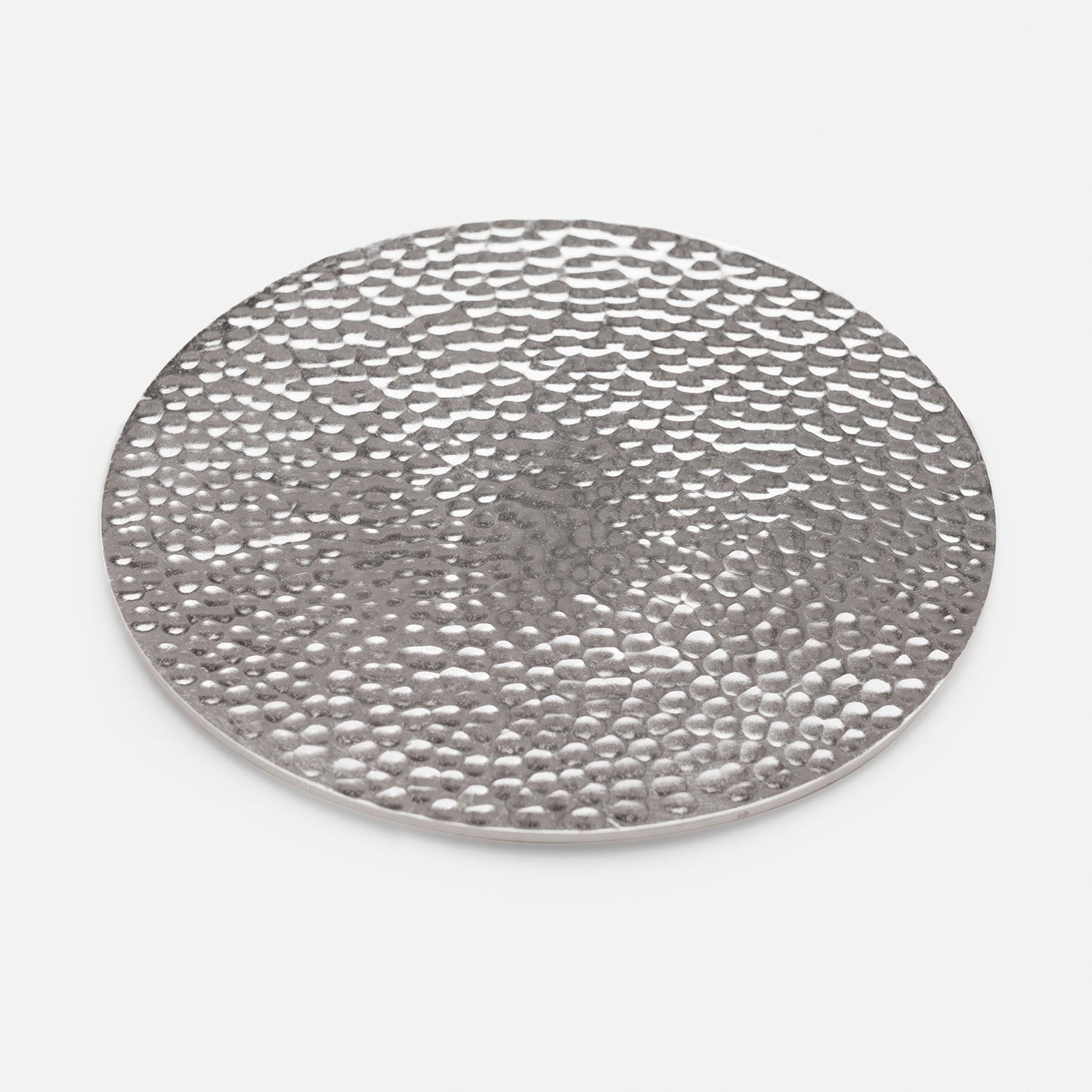 Set of 4 Silver Metal Dot Hammered Round Coasters