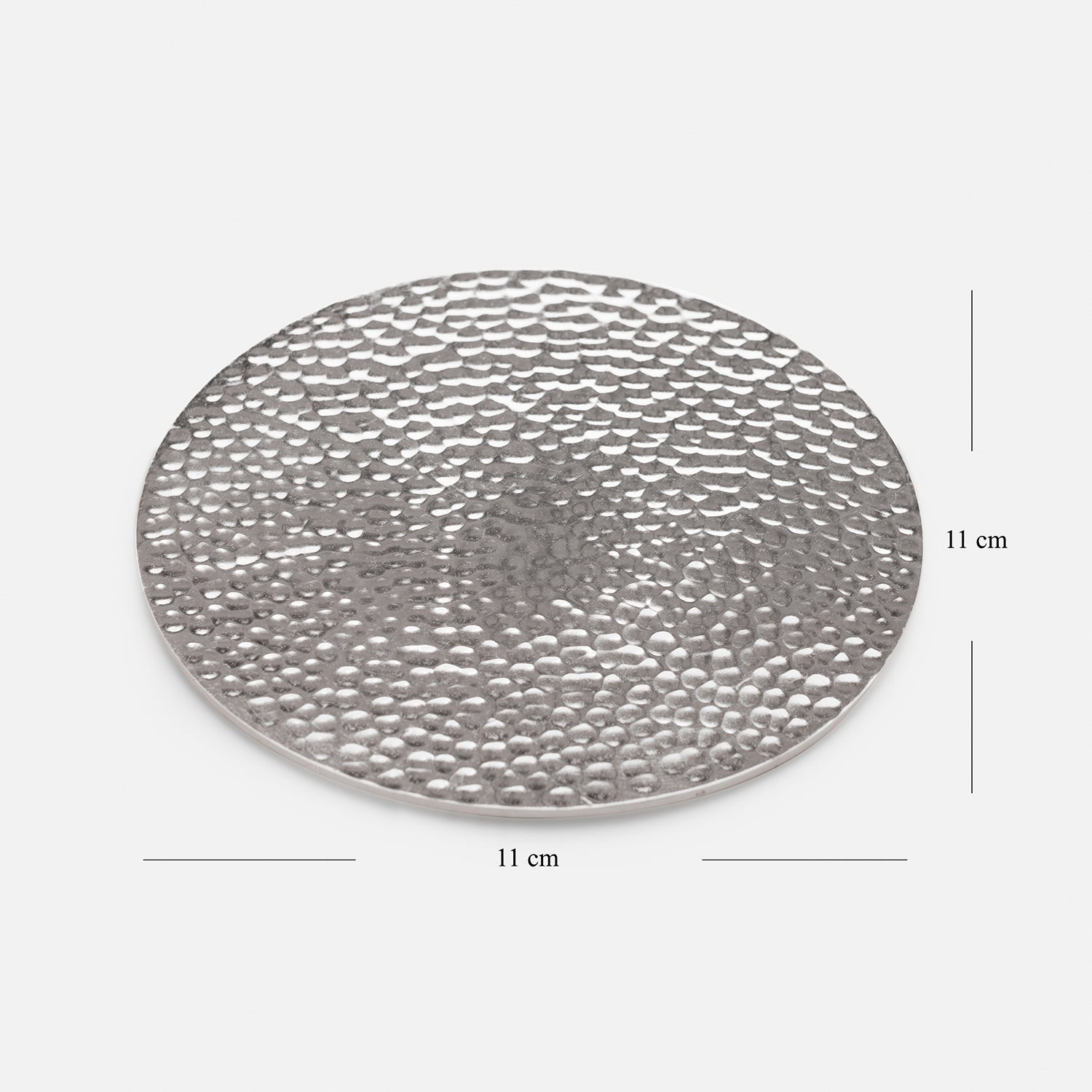 Set of 4 Silver Metal Dot Hammered Round Coasters