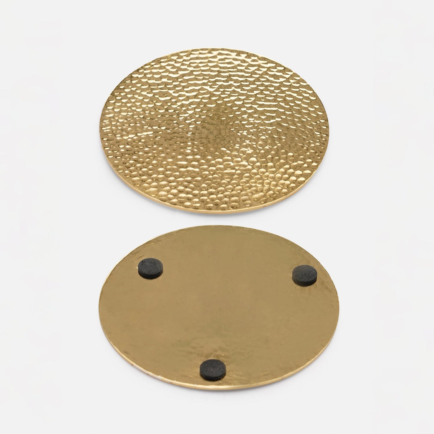 Set of 4 Gold Metal Hammered Round Coasters