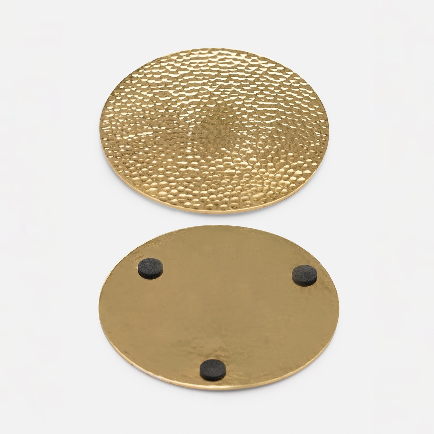 Set of 4 Gold Metal Hammered Round Coasters