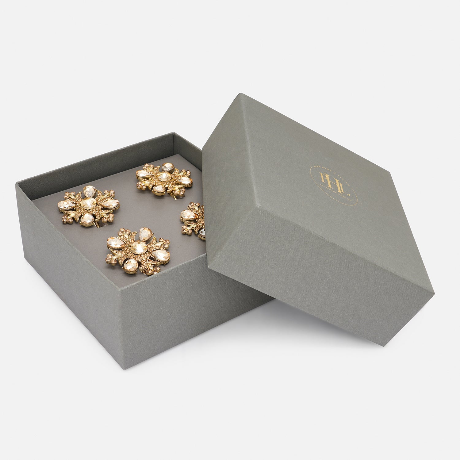 Set of 4 Gold Embellished Napkin Rings