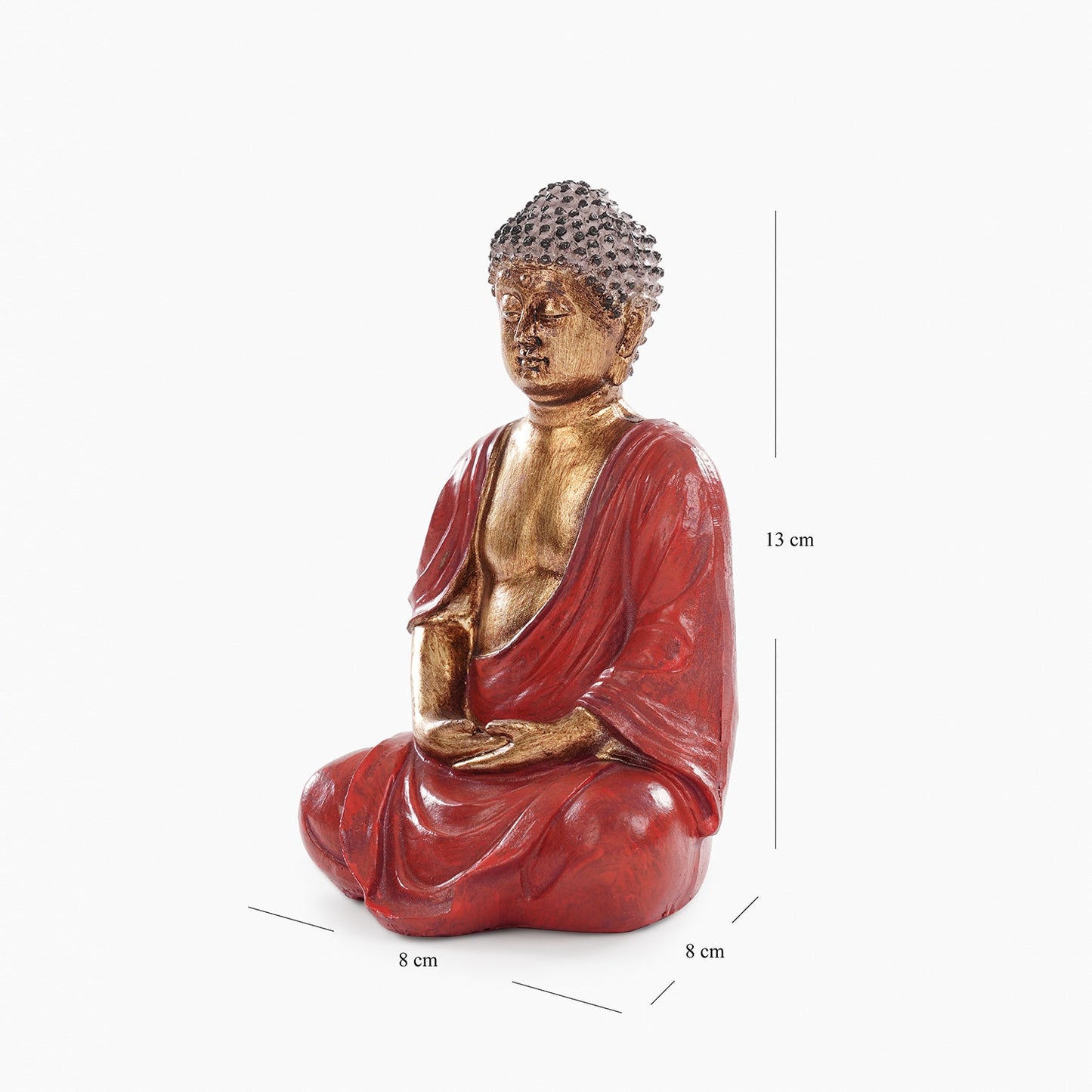 Red Antique Polyresin Meditating Buddha Sculpture - Small