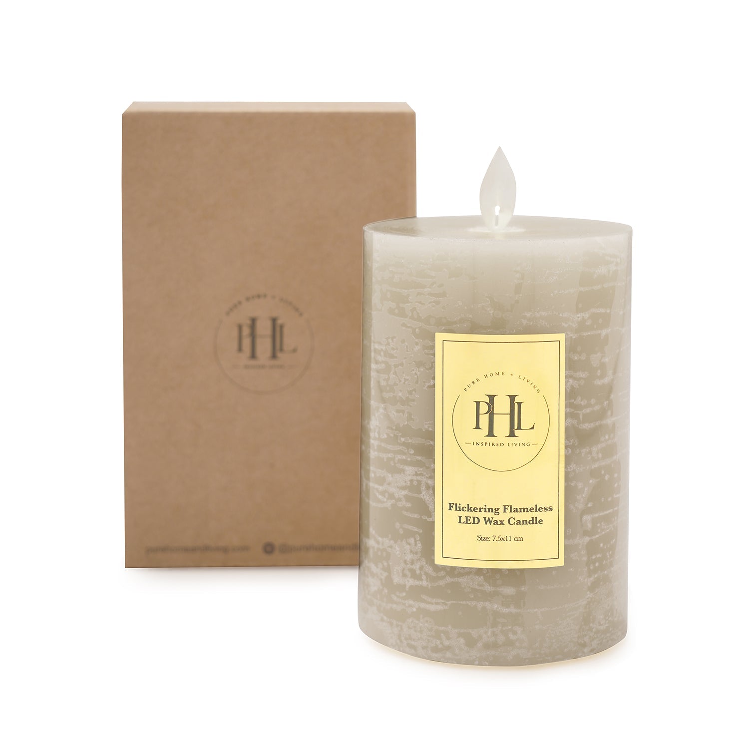 Grey LED Flickering Flame Rustic Candle