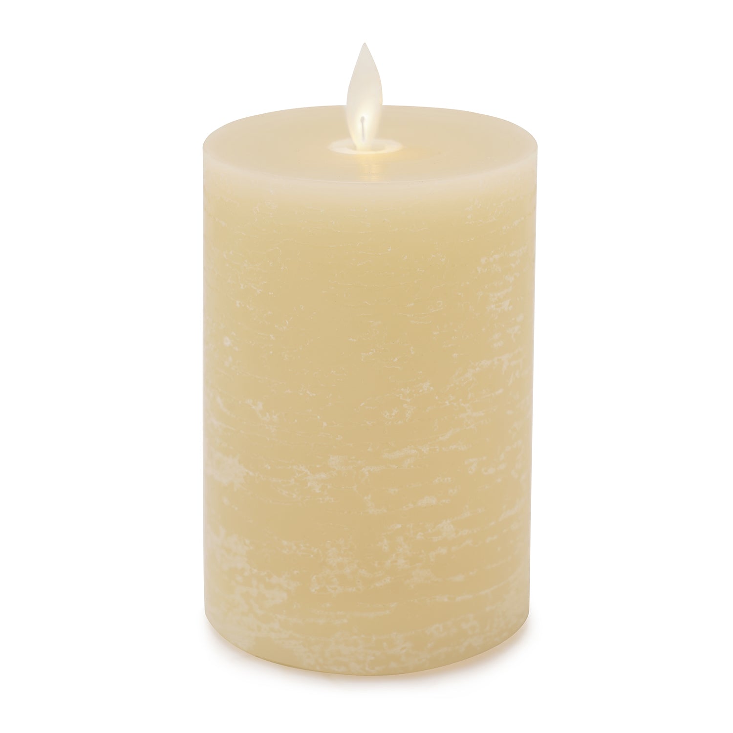 Beige LED Flickering Flame Rustic Candle