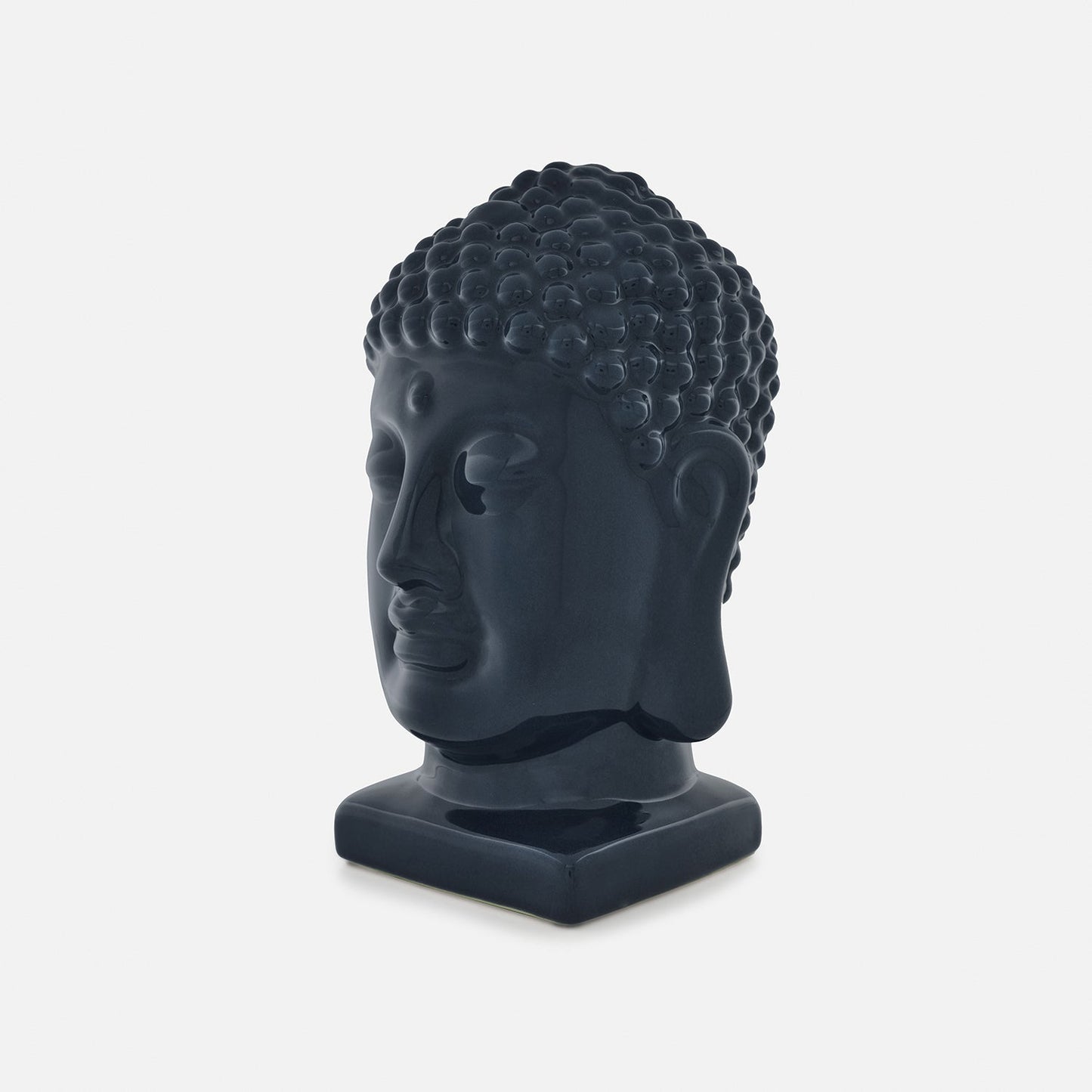 Blue Ceramic Buddha Head with Base - Small