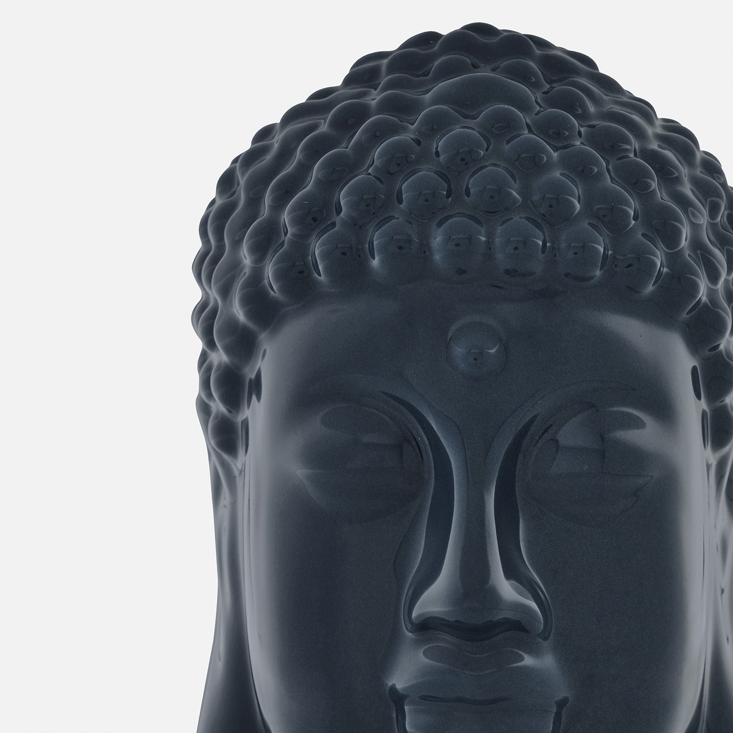 Blue Ceramic Buddha Head with Base - Small