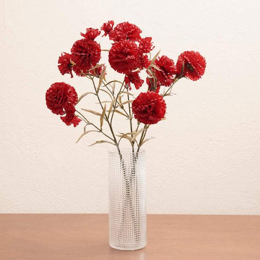 Red Carnation Faux Flower Stem - Single
