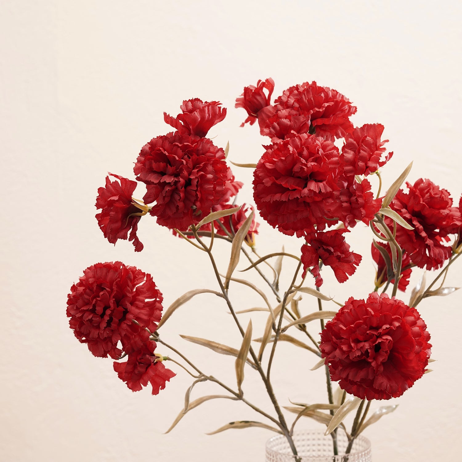 Red Carnation Faux Flower Stem - Single
