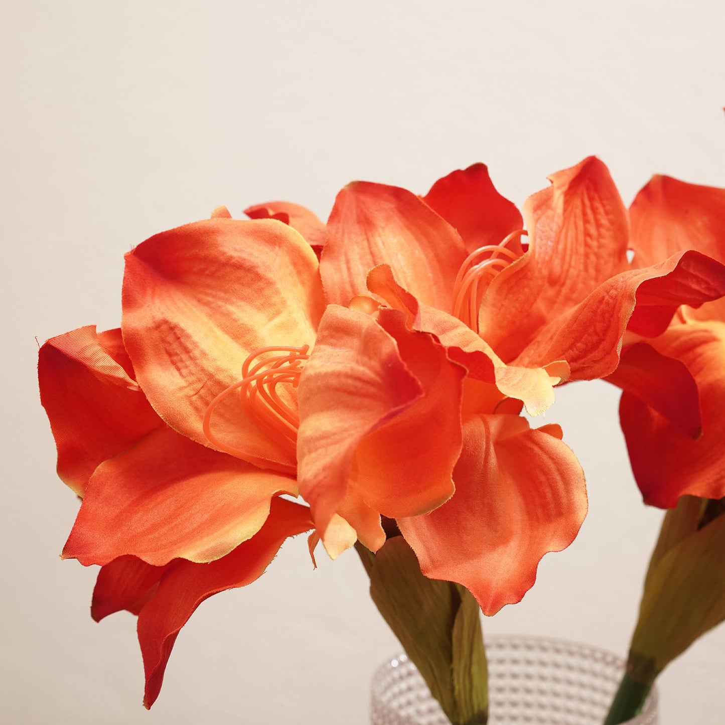 Orange Amaryllis Faux Flower Stem - Single