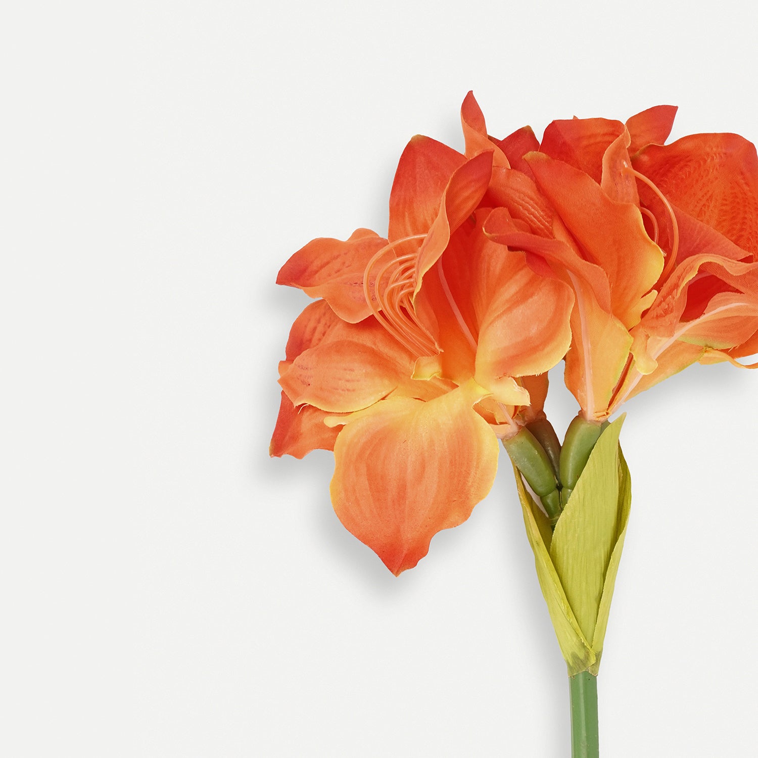 Orange Amaryllis Faux Flower Stem - Single