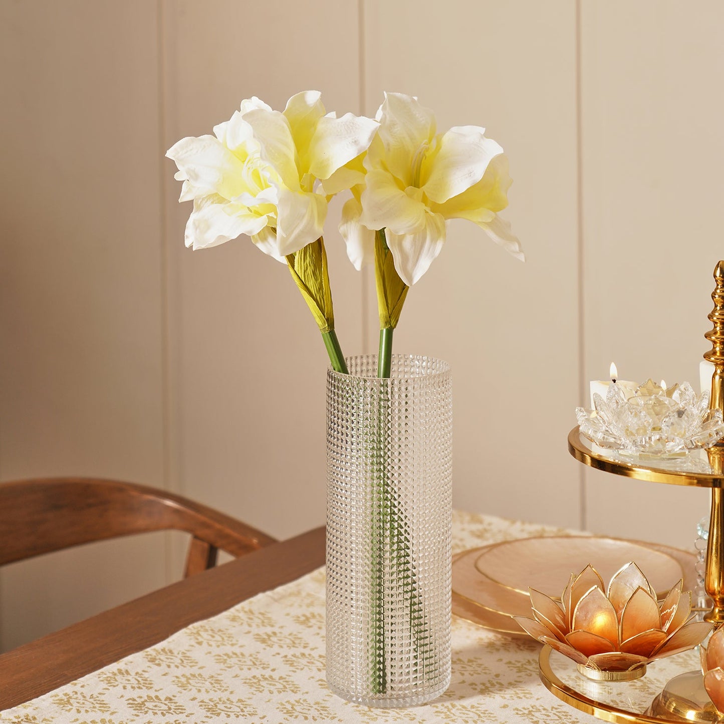 Ivory Amaryllis Faux Flower Stem - Single