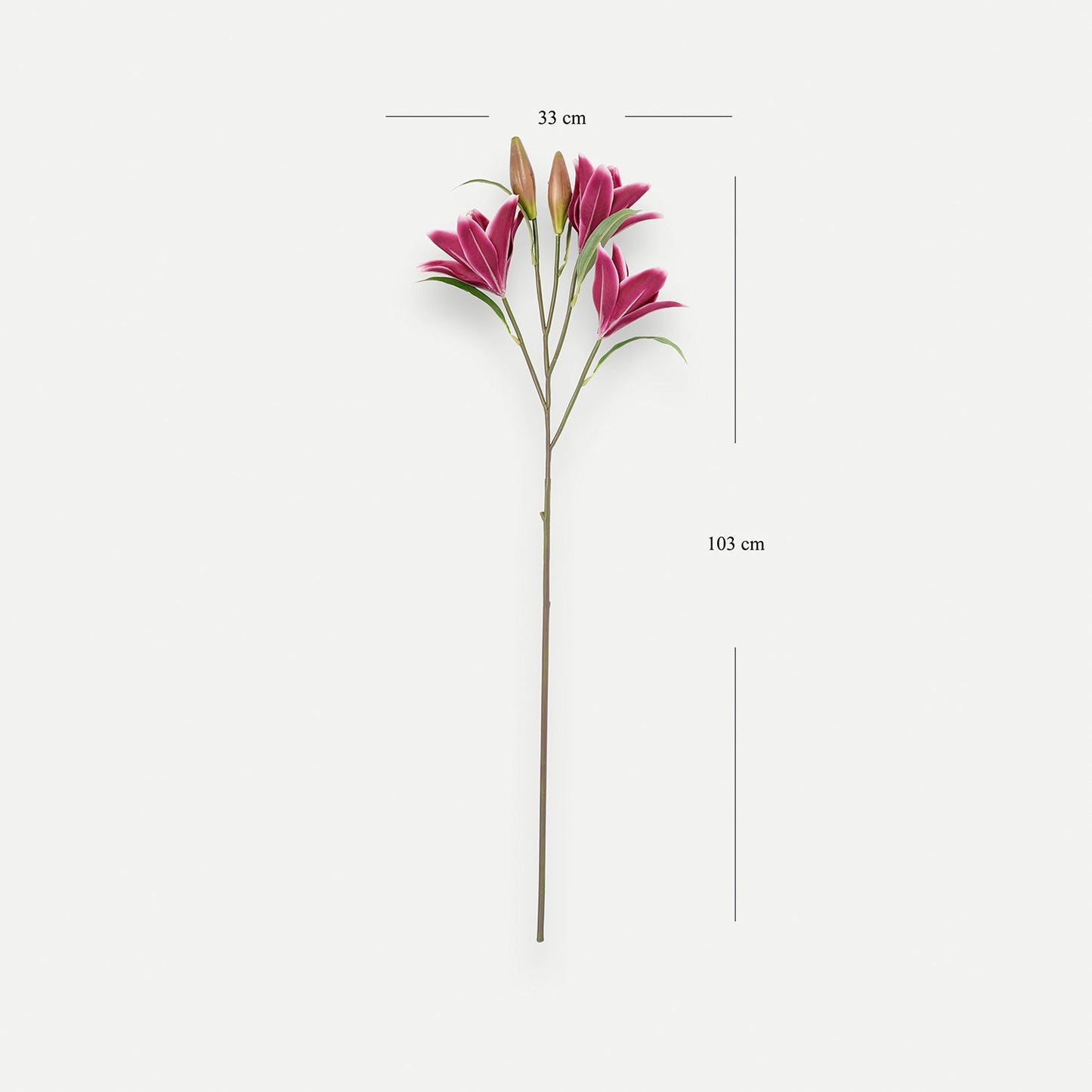 Dark Pink Lily Faux Flower Stem - Single