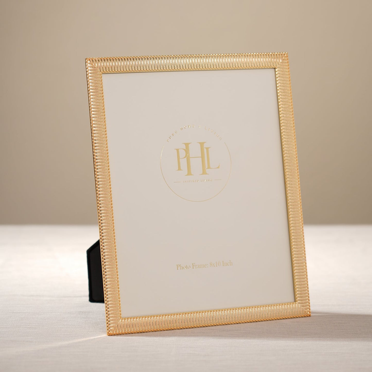 Gold Plated Ribbed Pattern Metal Photo Frame - Large