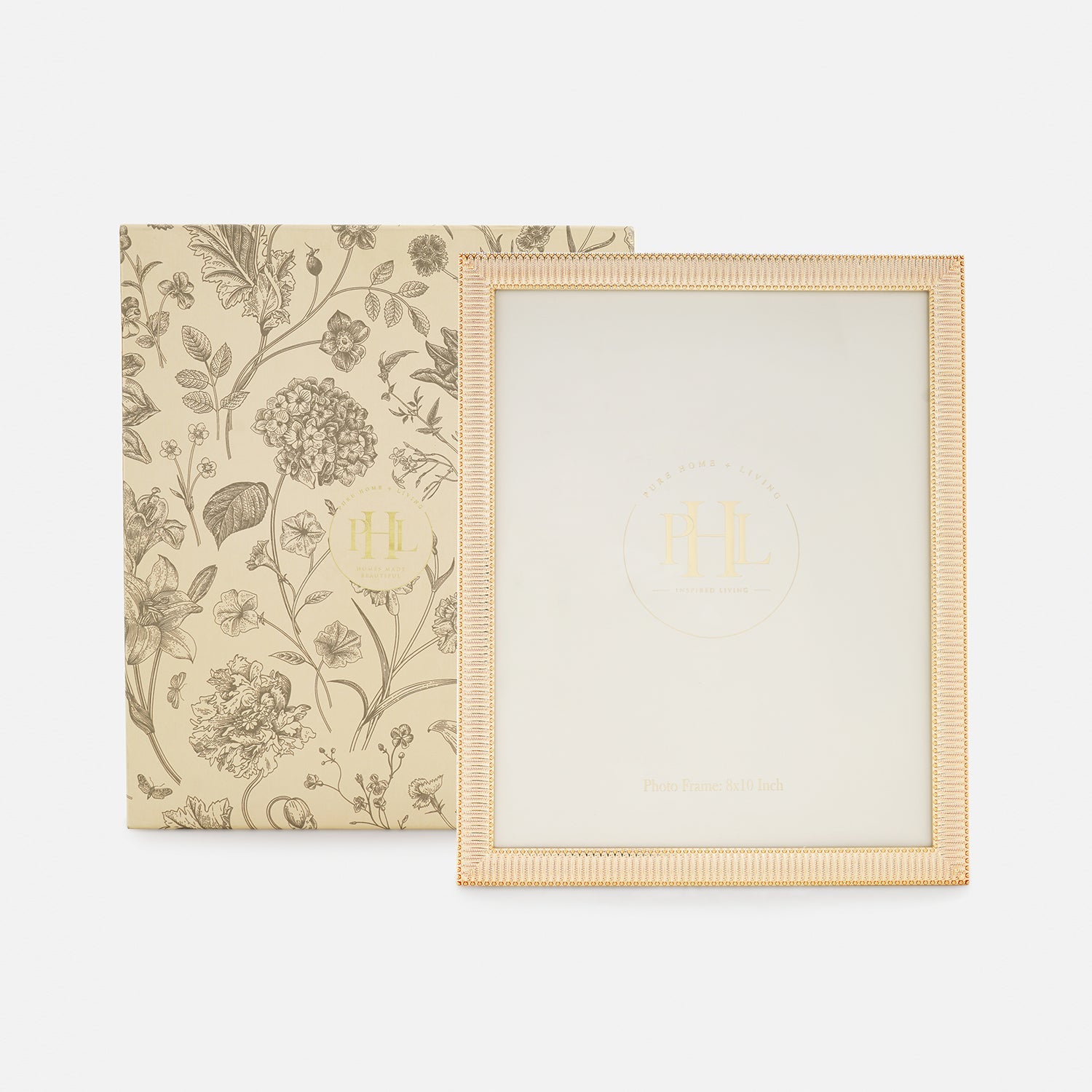 Gold Plated Ribbed Pattern Metal Photo Frame - Large