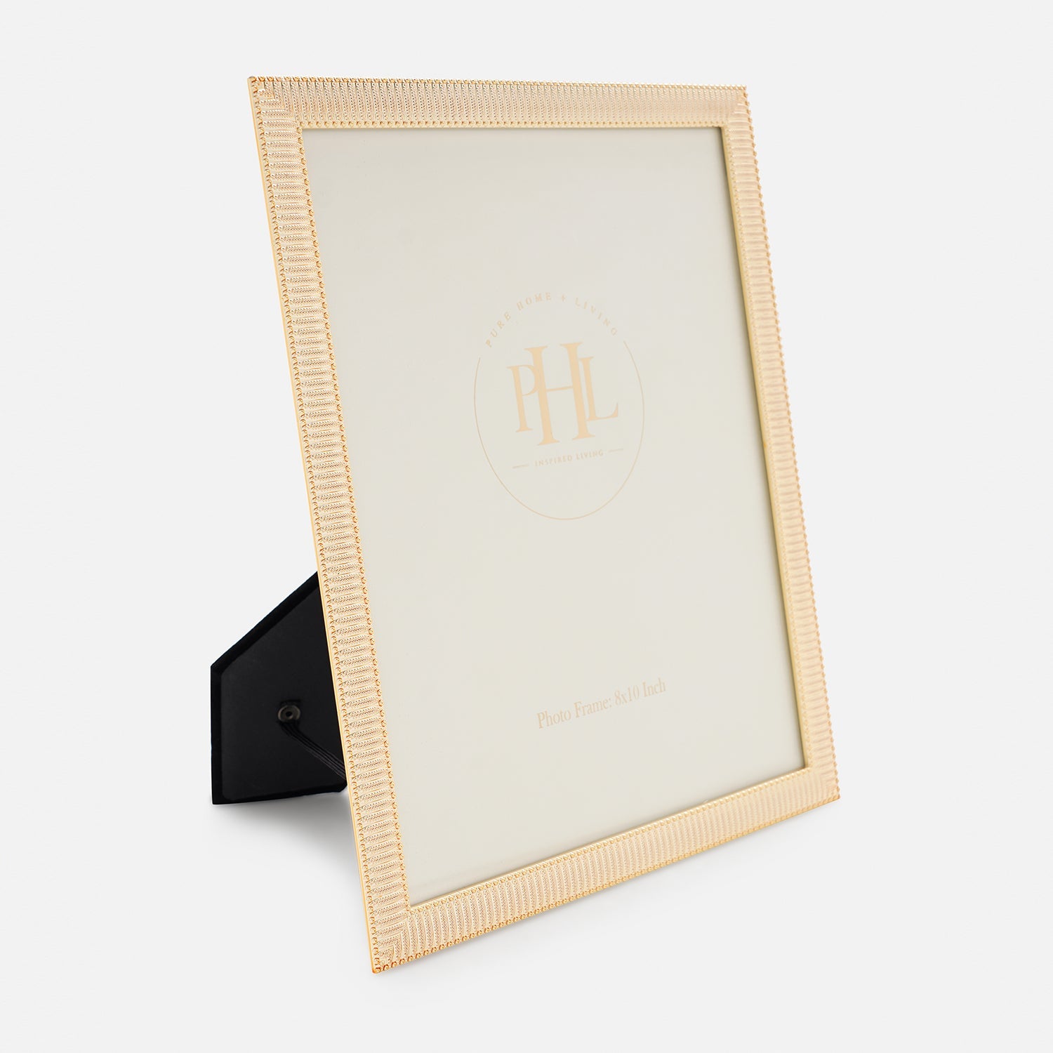 Gold Plated Ribbed Pattern Metal Photo Frame - Large