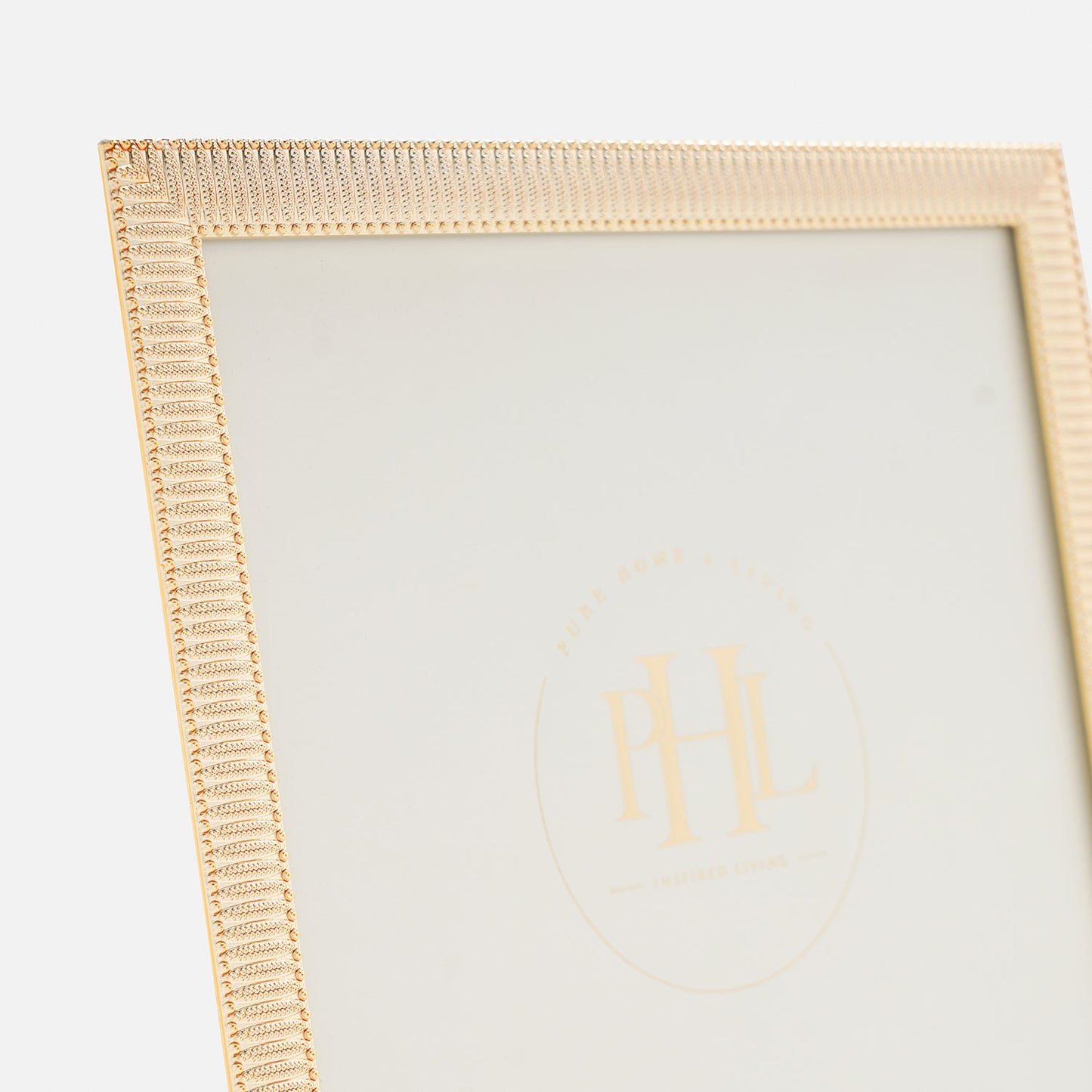 Gold Plated Ribbed Pattern Metal Photo Frame - Large