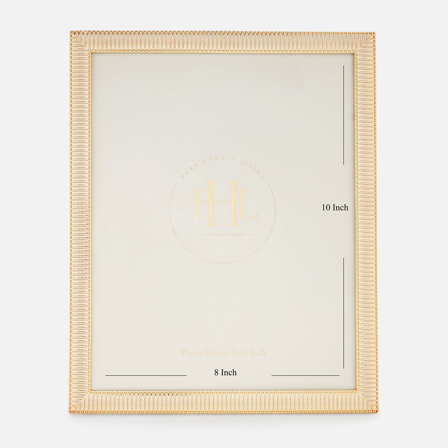 Gold Plated Ribbed Pattern Metal Photo Frame - Large