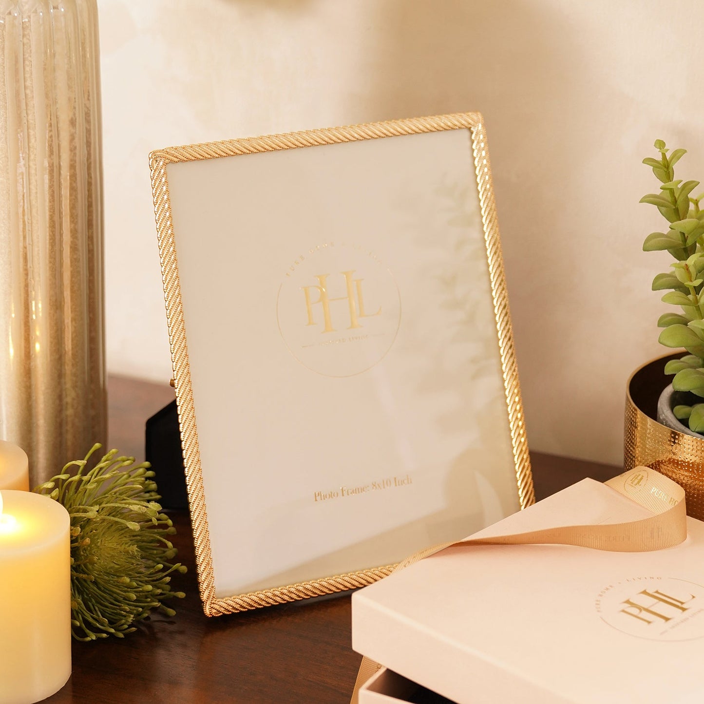 Gold Plated Diagonal Twisted Metal Photo Frame - Large
