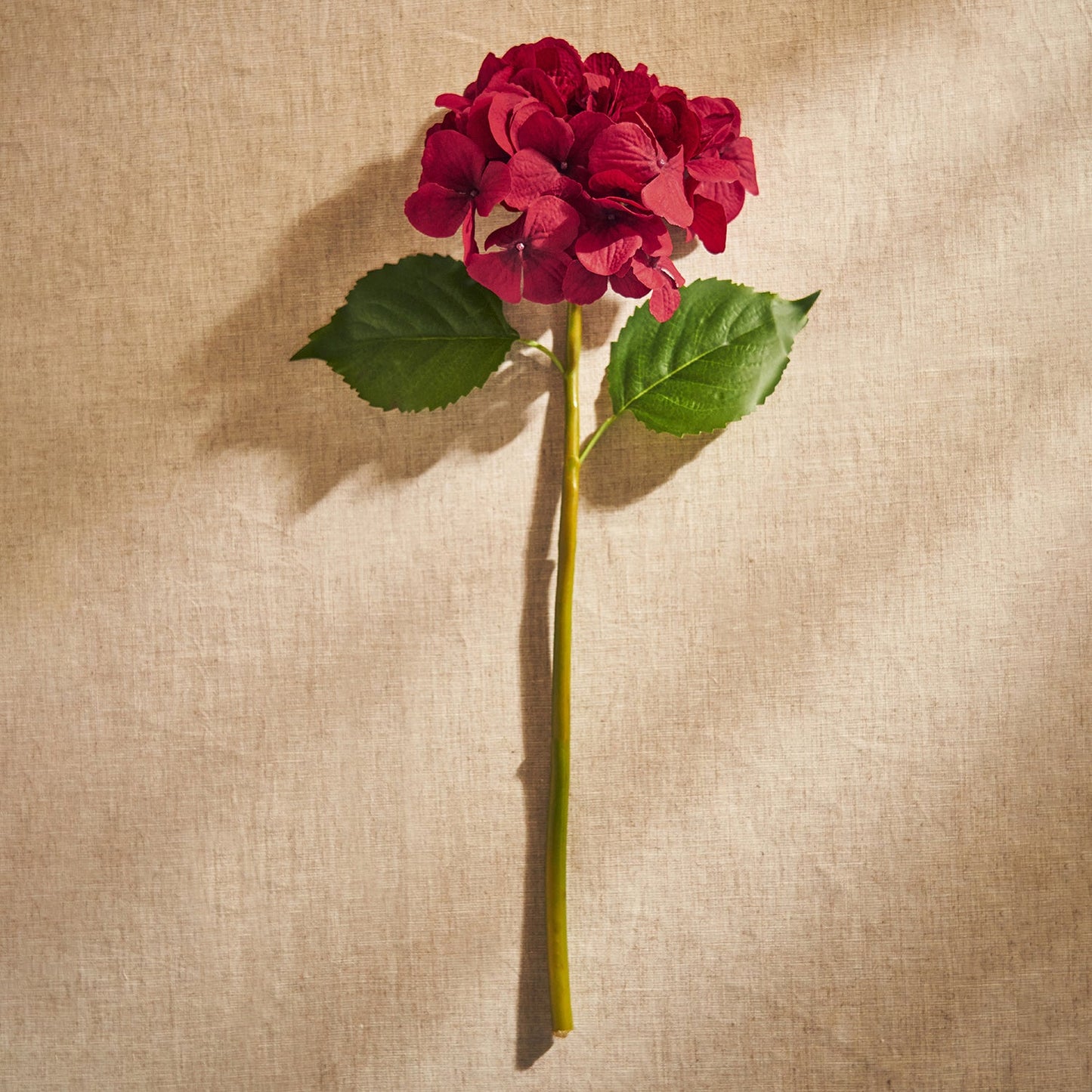 Red Hydrangea Faux Flower Stem - Single