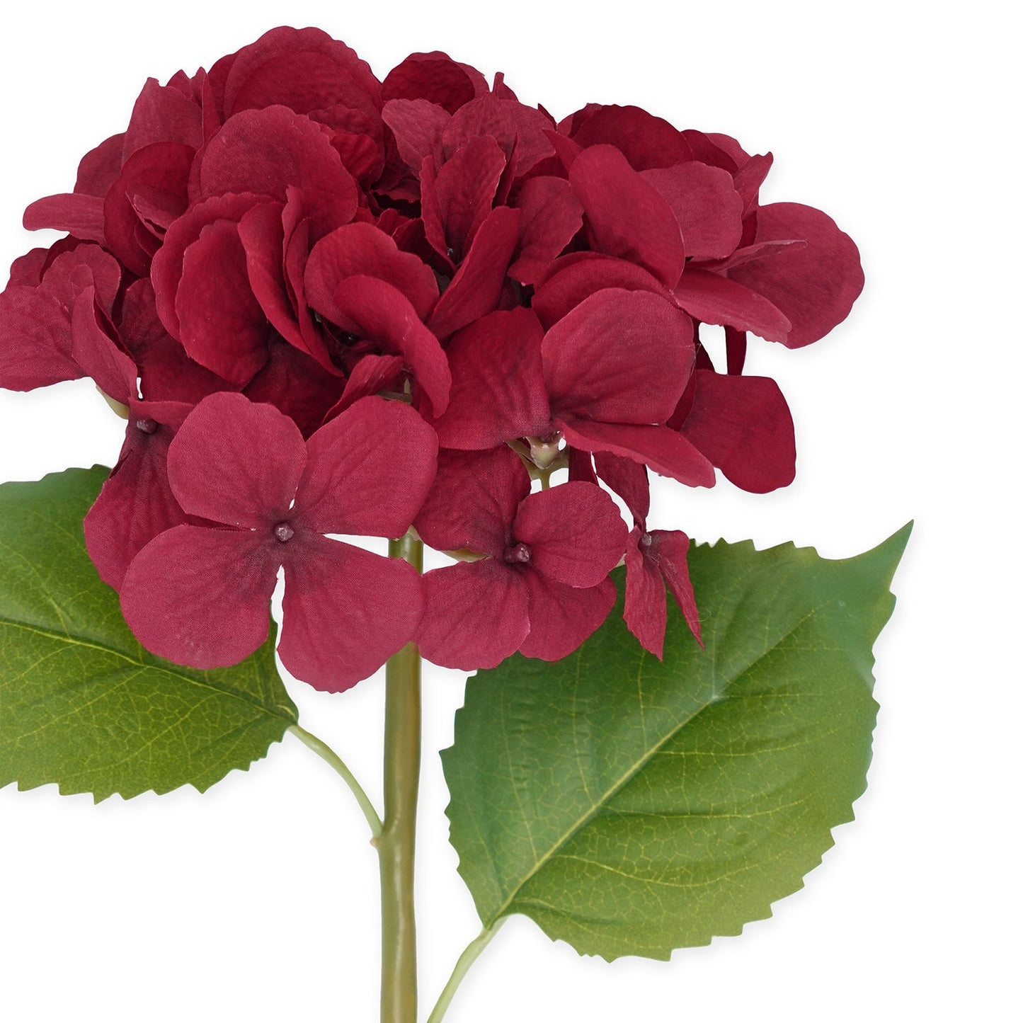 Red Hydrangea Faux Flower Stem - Single