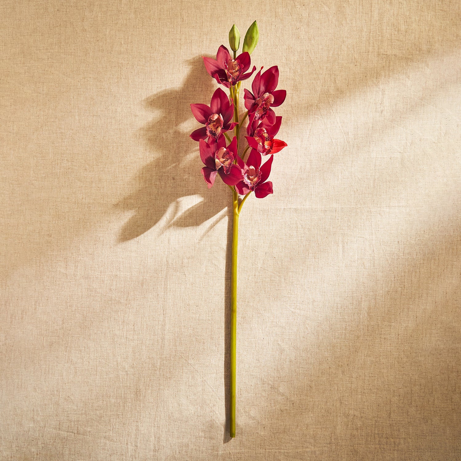 Red Boat Orchid Faux Flower Stem - Single