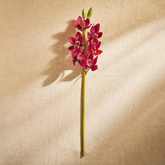 Red Boat Orchid Faux Flower Stem - Single
