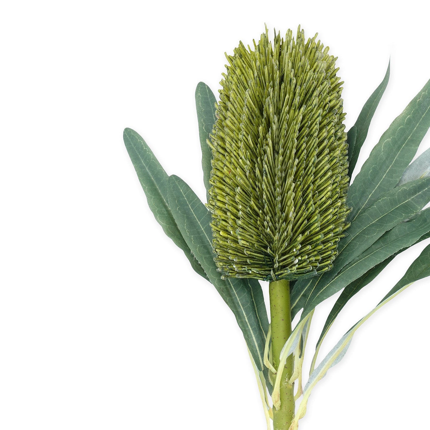 Green Protea Faux Flower Stem - Single