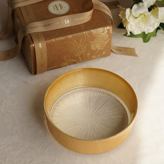 Set of 2 Clear and Gold Serving Bowls with Gold Foil Rim