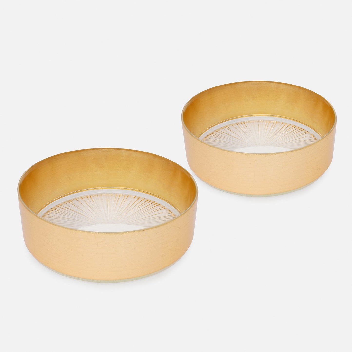 Set of 2 Clear and Gold Serving Bowls with Gold Foil Rim