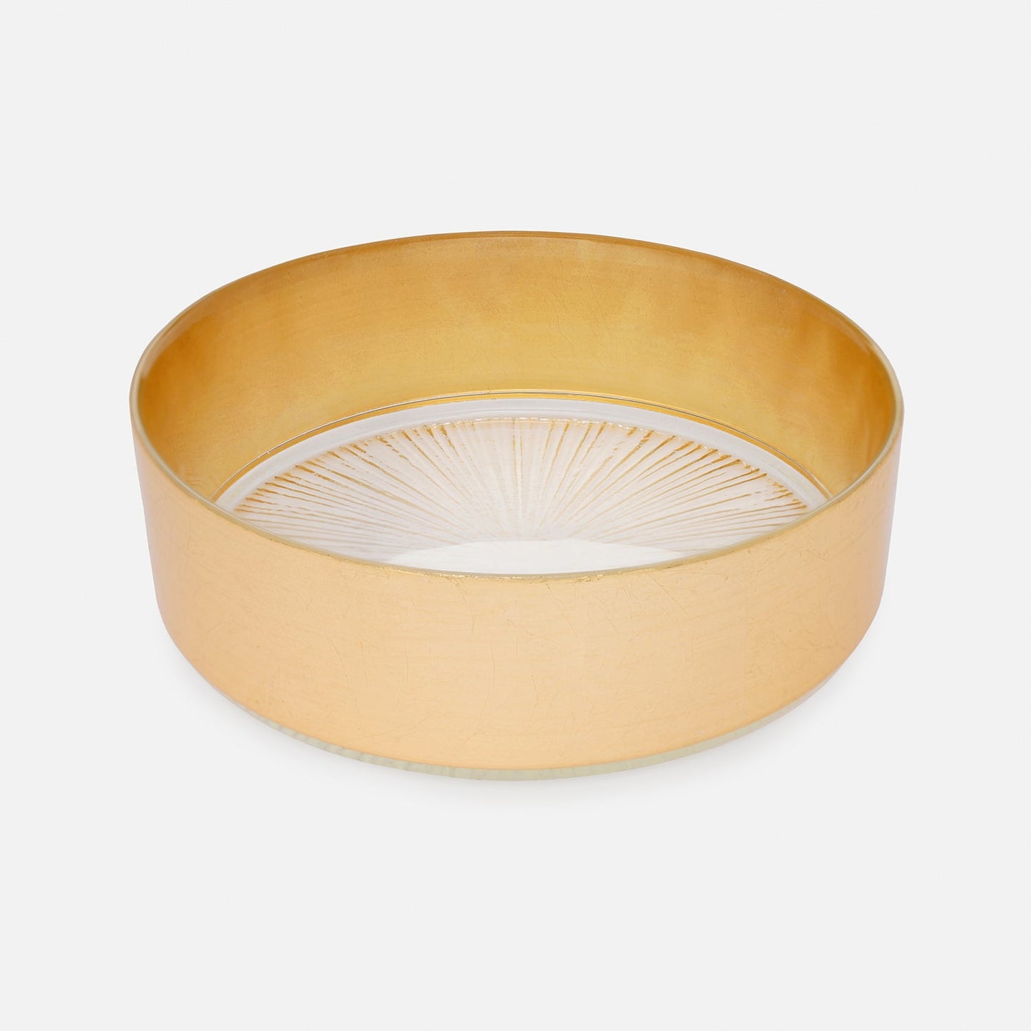 Set of 2 Clear and Gold Serving Bowls with Gold Foil Rim