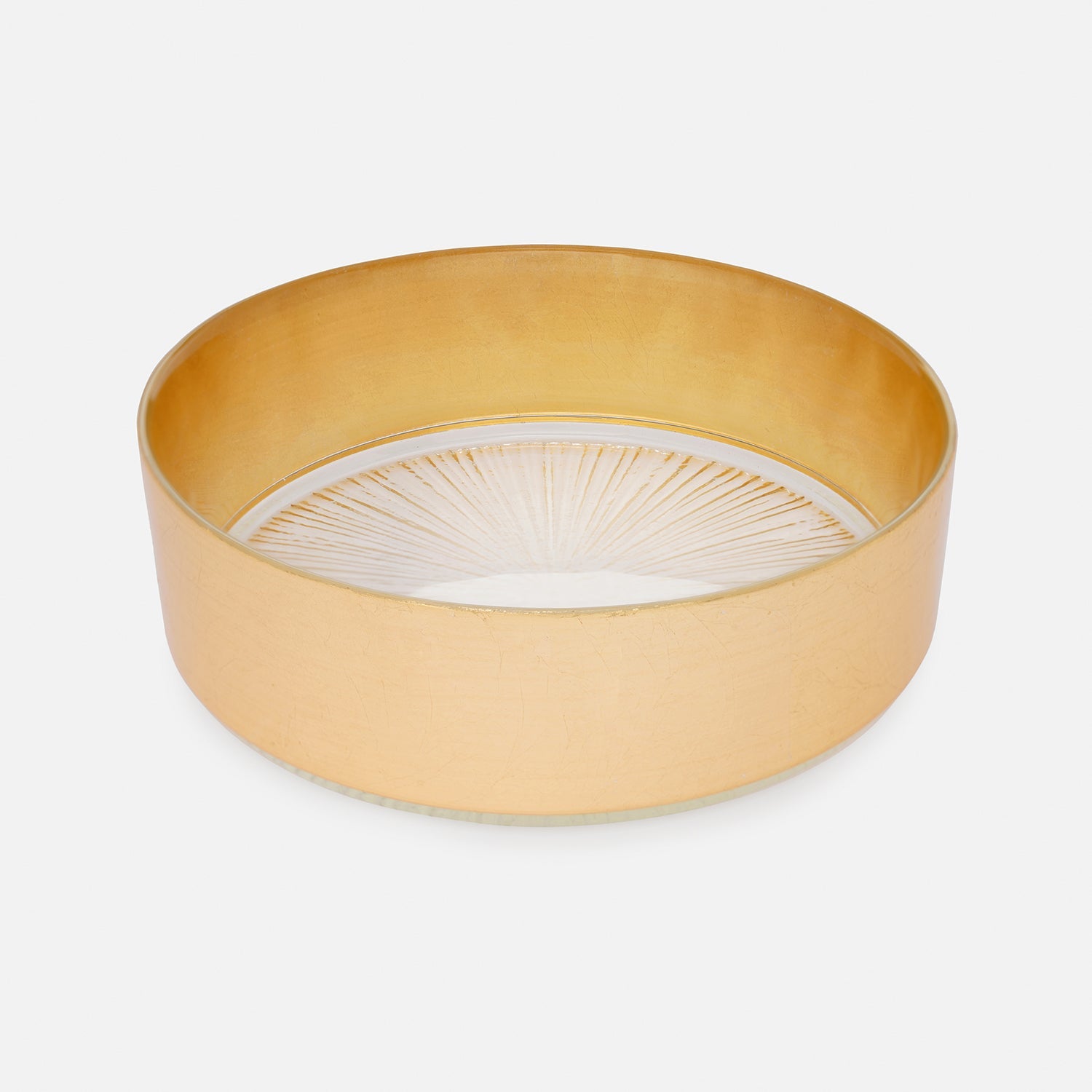 Set of 2 Clear and Gold Serving Bowls with Gold Foil Rim