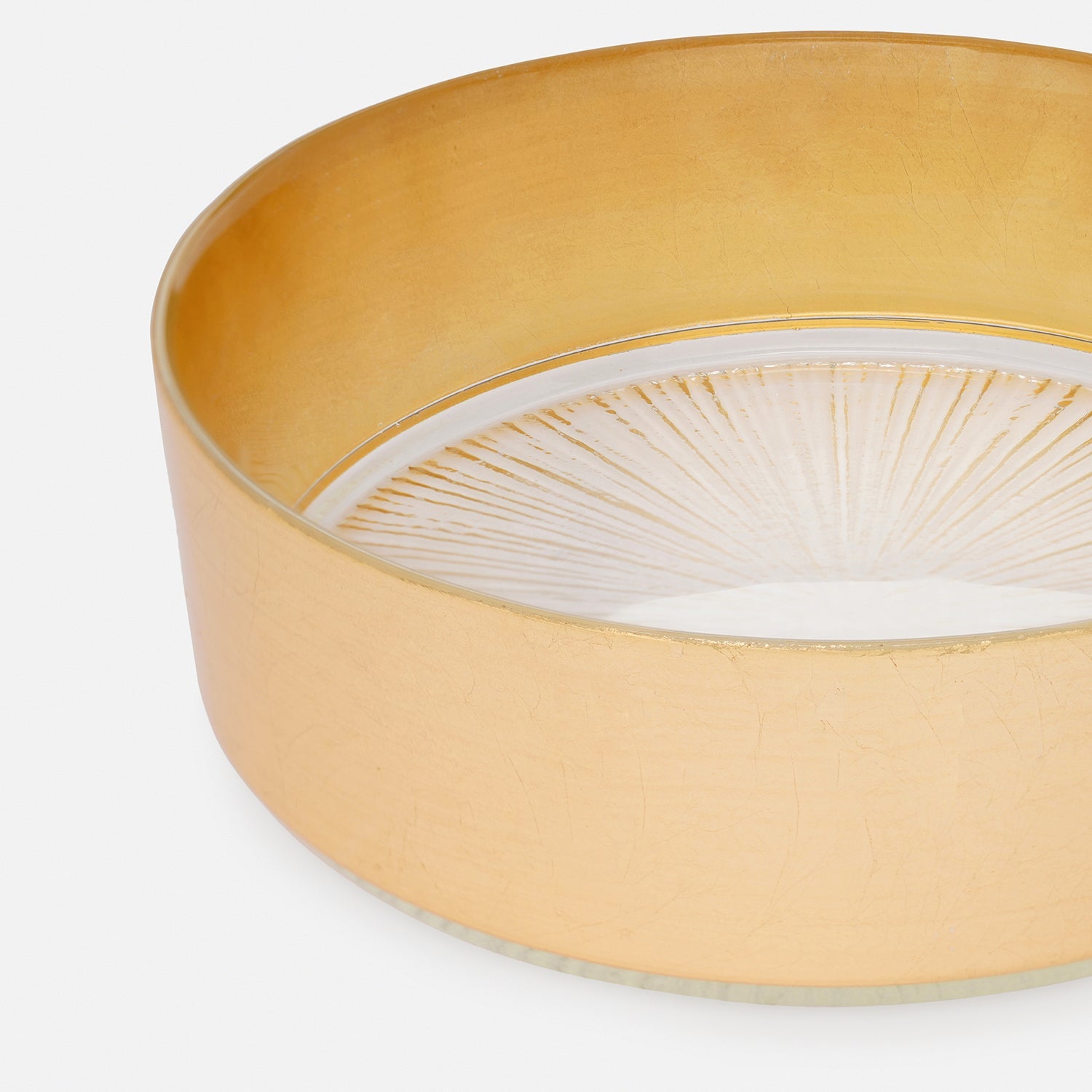 Set of 2 Clear and Gold Serving Bowls with Gold Foil Rim
