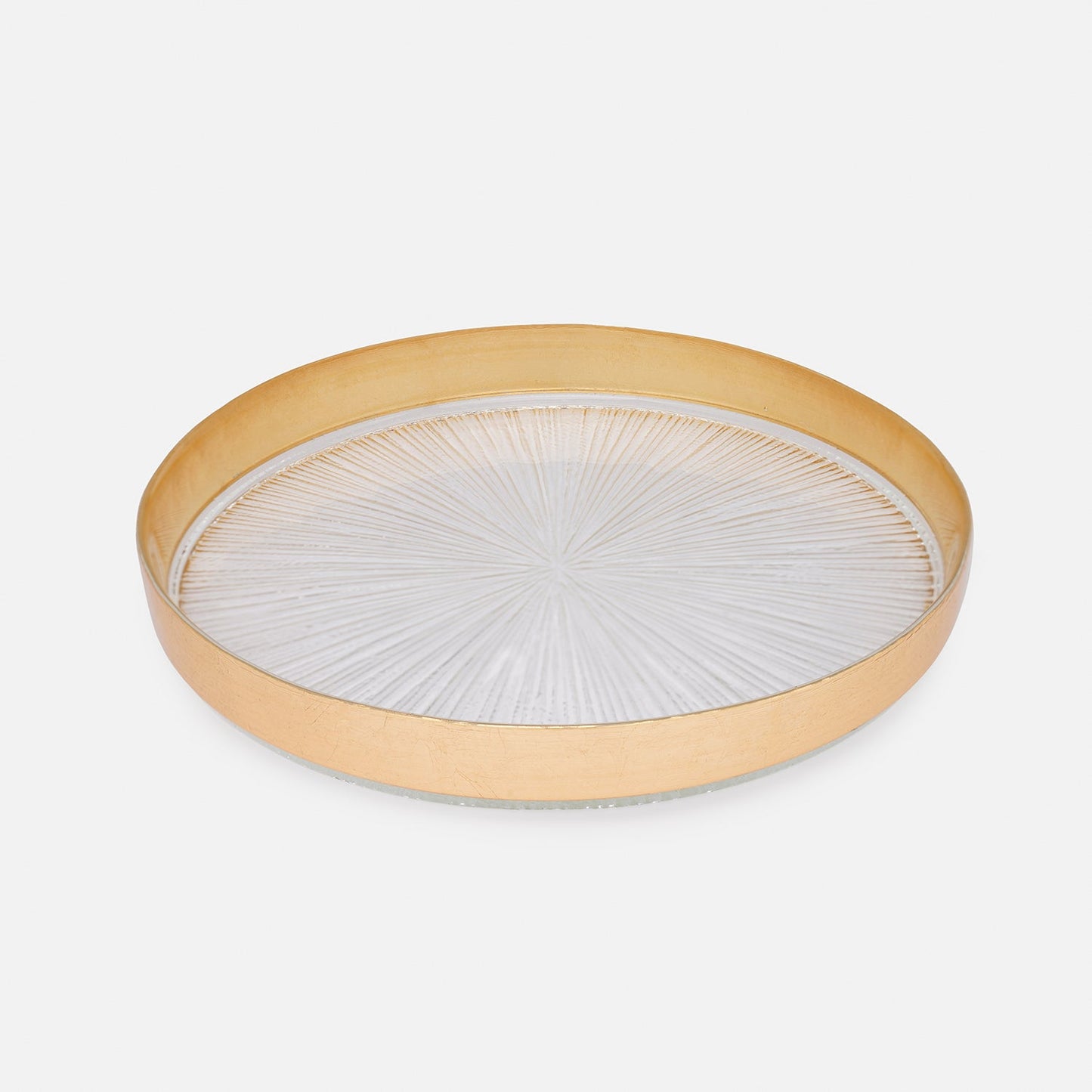 Set of 2 Clear and Gold Dessert Plates with Goil Foil Rim