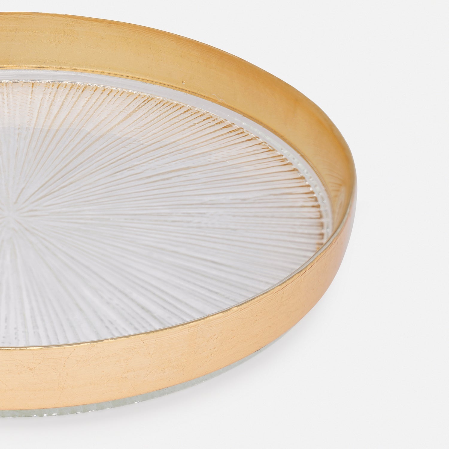 Set of 2 Clear and Gold Dessert Plates with Goil Foil Rim
