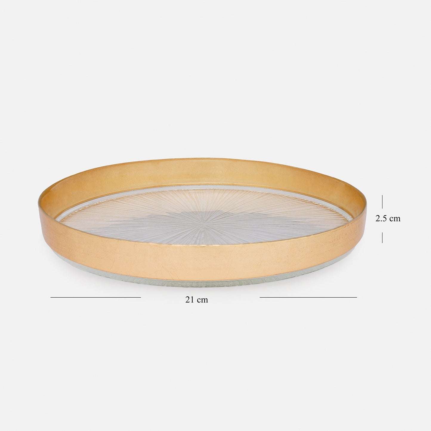 Set of 2 Clear and Gold Dessert Plates with Goil Foil Rim