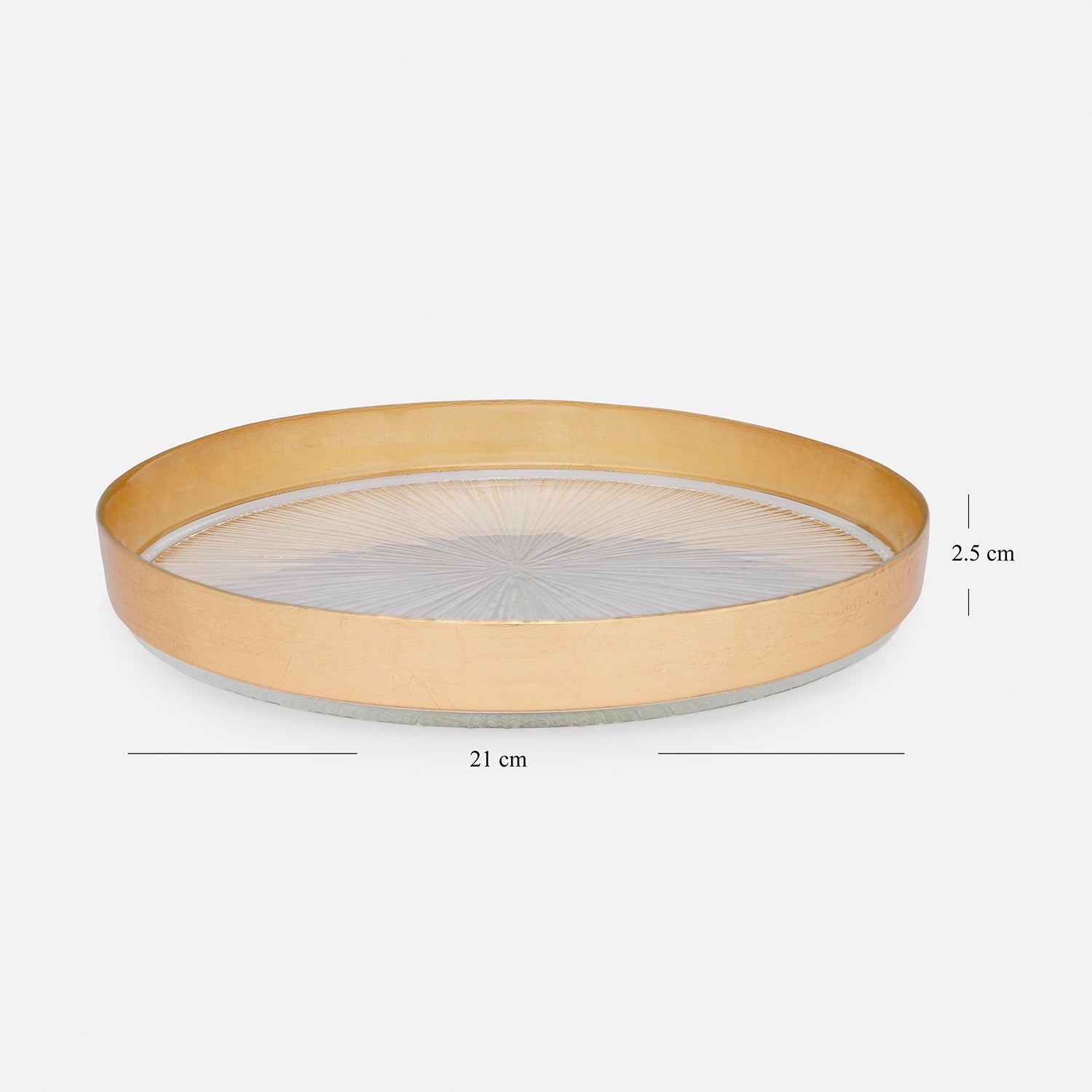 Set of 2 Clear and Gold Dessert Plates with Goil Foil Rim