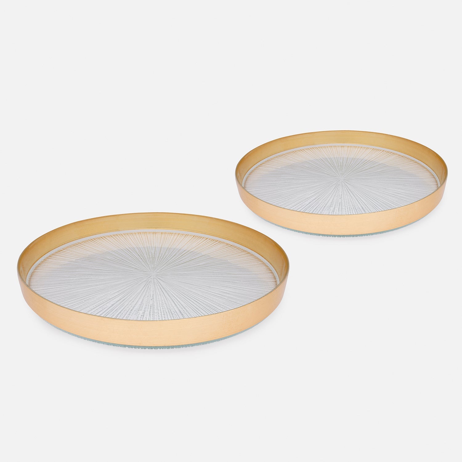 Set of 2 Clear and Gold Dinner Plate with Goil Foil Rim