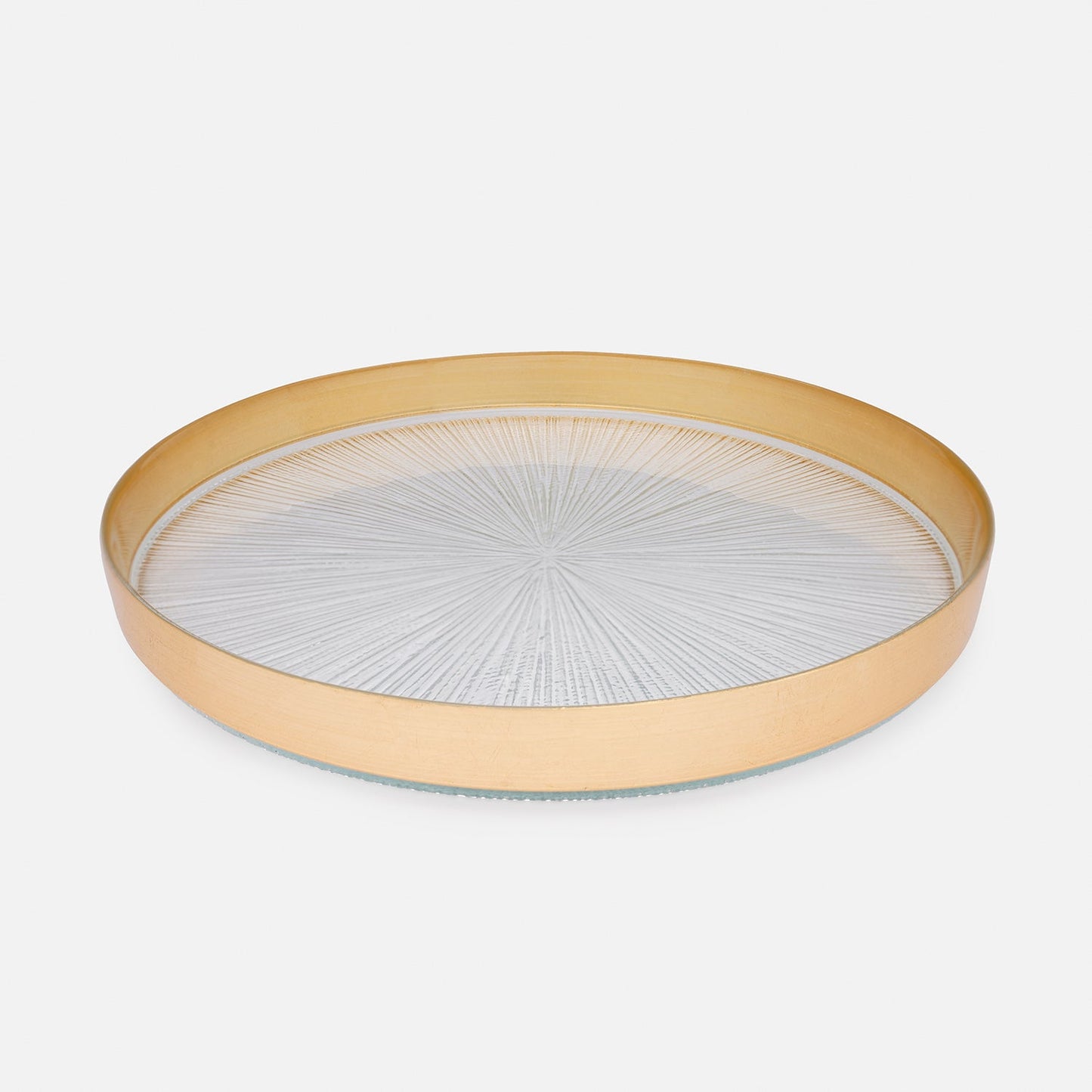 Set of 2 Clear and Gold Dinner Plate with Goil Foil Rim