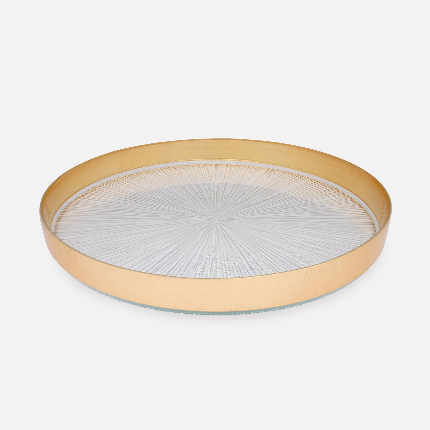 Set of 2 Clear and Gold Dinner Plate with Goil Foil Rim