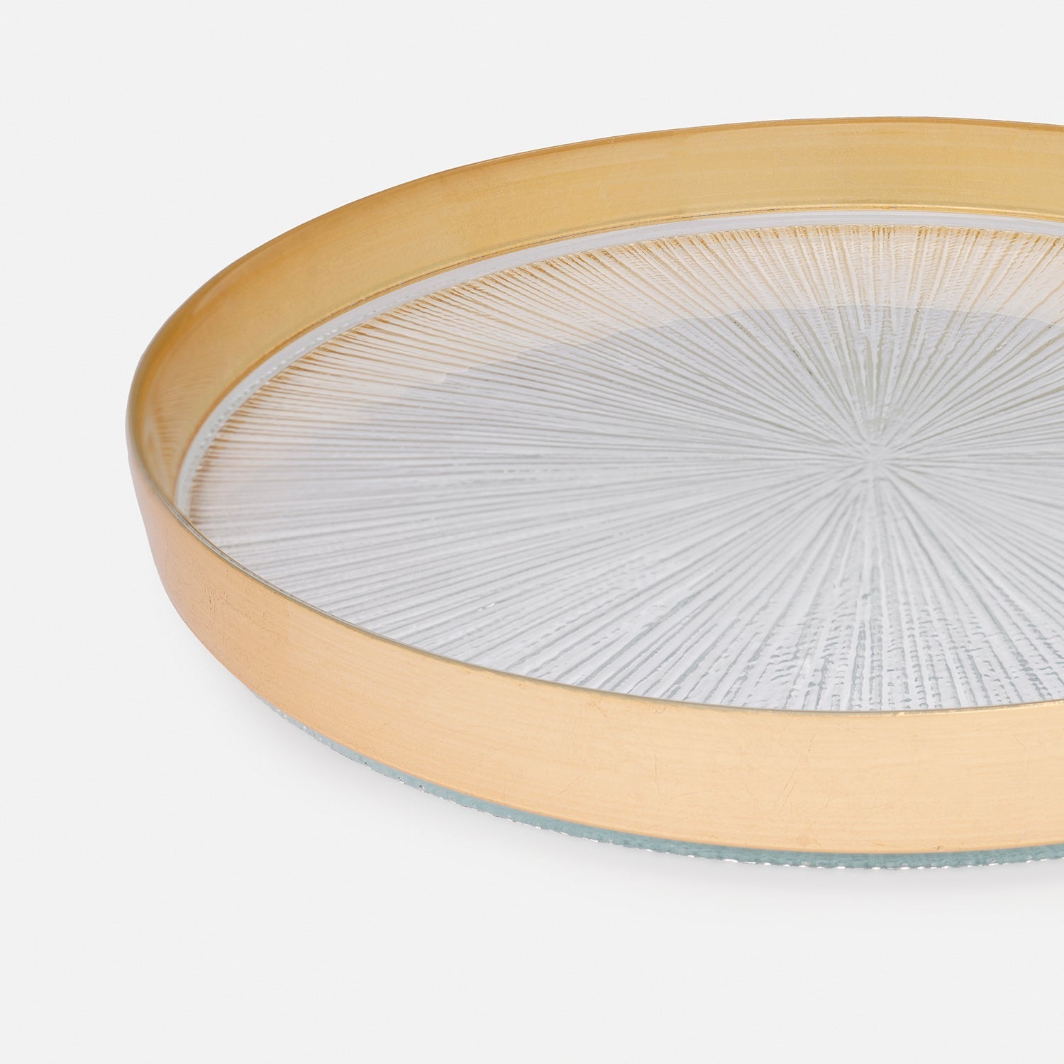 Set of 2 Clear and Gold Dinner Plate with Goil Foil Rim