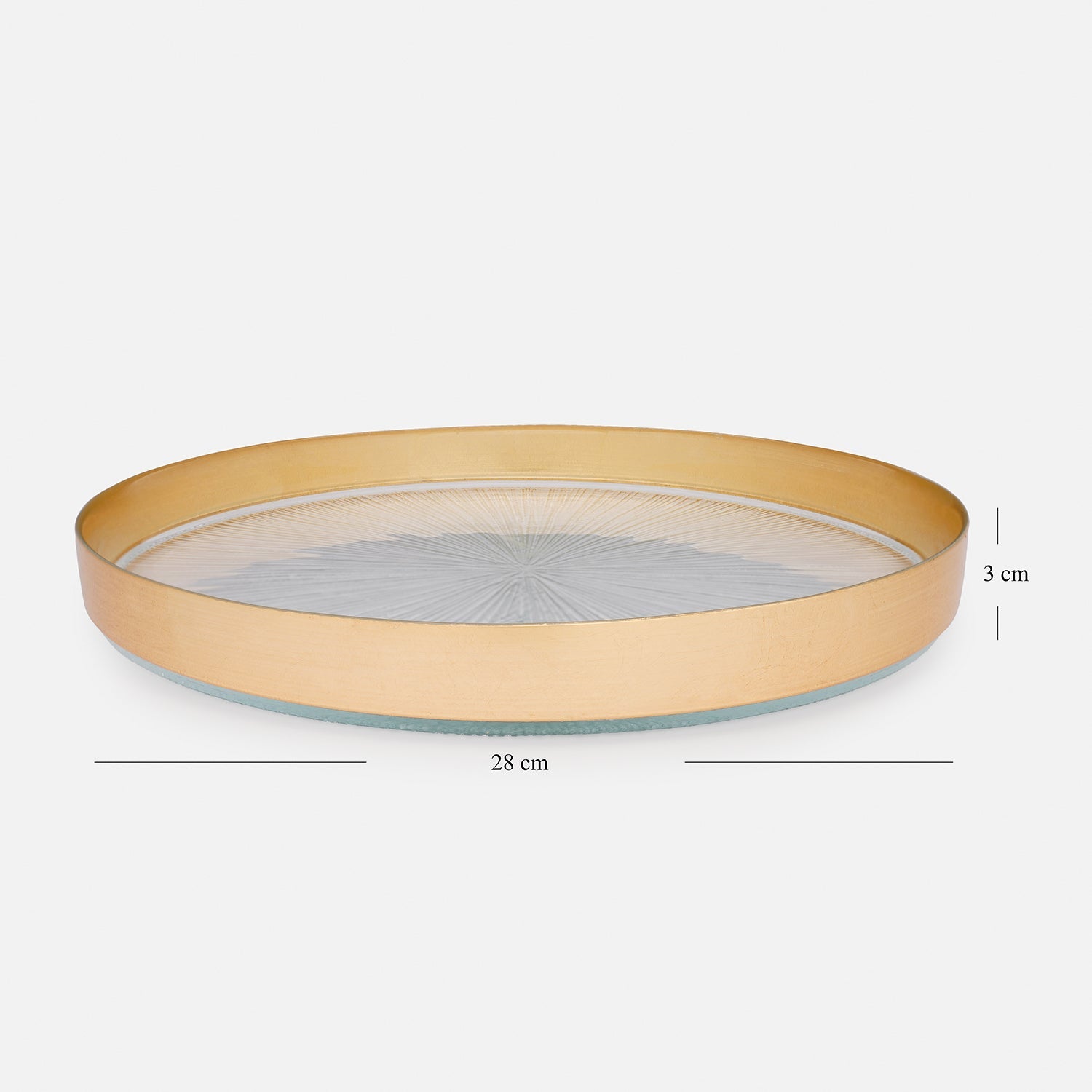 Set of 2 Clear and Gold Dinner Plate with Goil Foil Rim